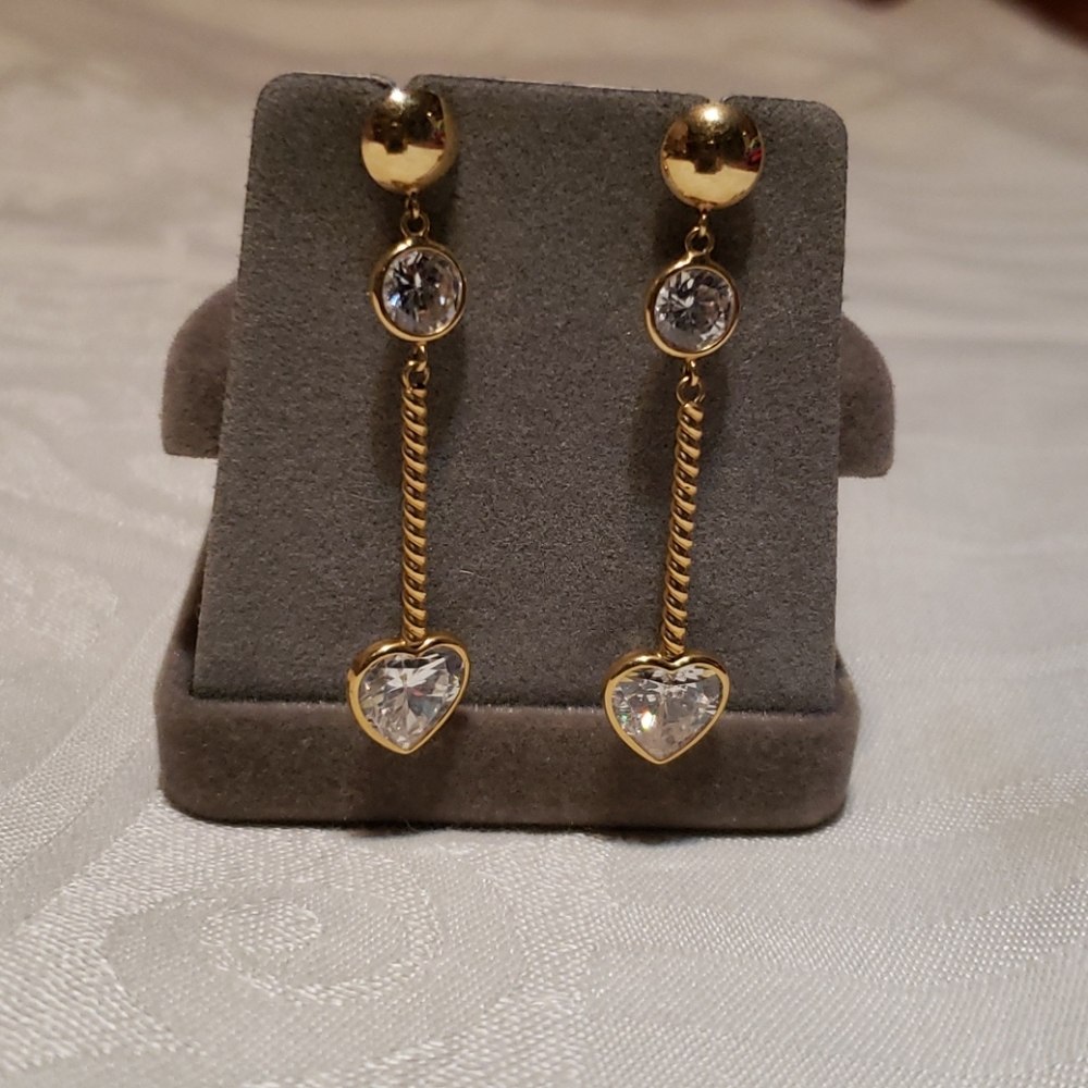Gold and crystal drop earrings